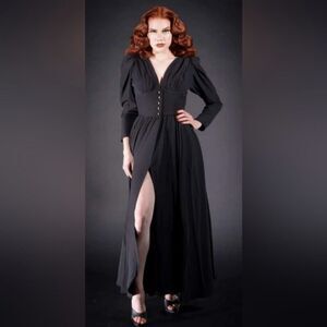 Women's PUG Black Clarice 40s Coat Dress in Poly Crepe, Size 3XL